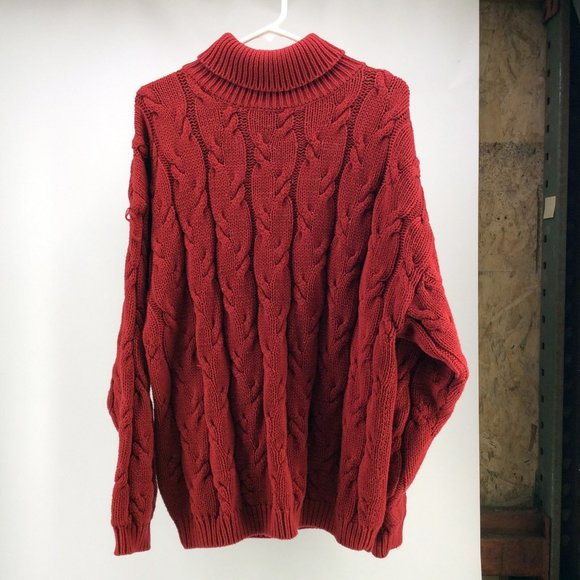 Club Monaco - Turtleneck Knit Sweater - Red - Men's Medium - Picture 1 of 9